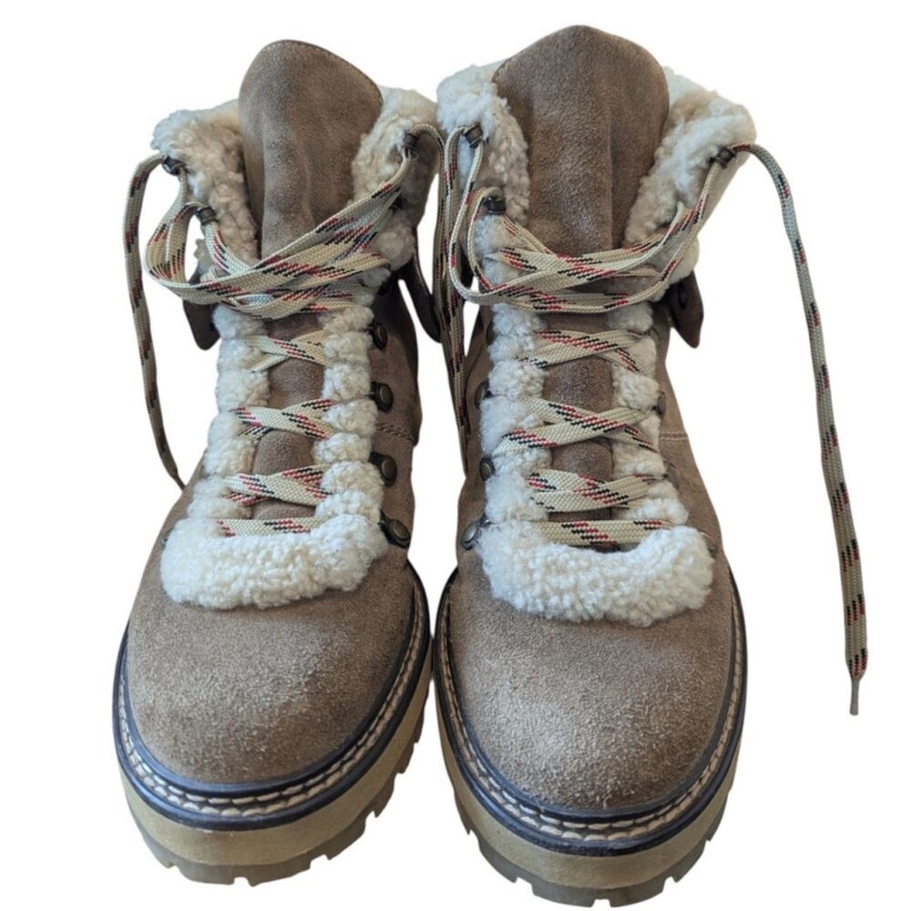 See by Chloe Shearling Lined Suede Taupe Boots - Picture 5 of 6